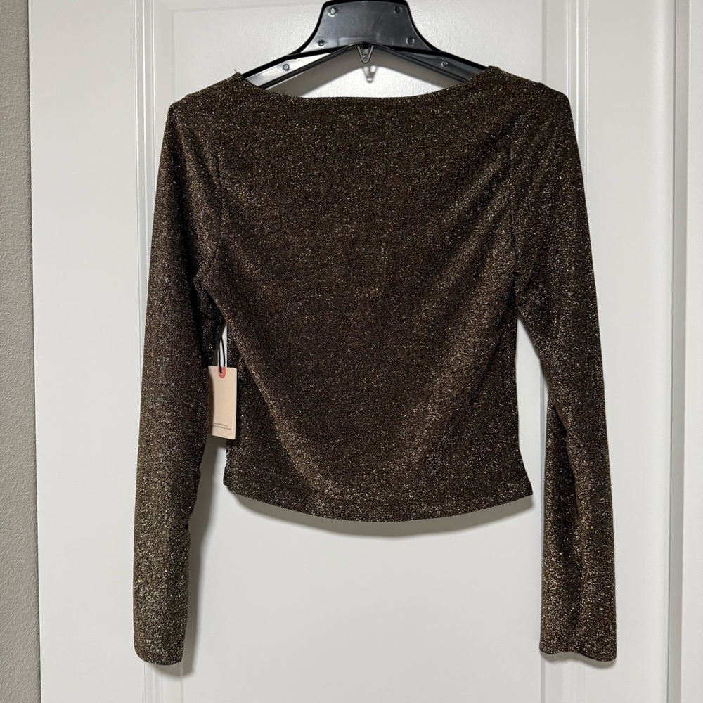 Sincerely Jules Top Shimmering Long Sleeve Blouse Medium NWT - Picture 2 of 7